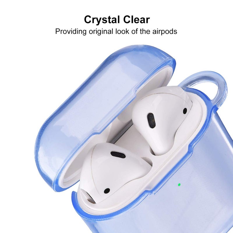 AIRSPO Airpods Case Cover, Clear Soft TPU Protective Cover Compatible with Apple AirPods 1/2 Wireless Charging Case with Keychain (Clear Blue) - Image 2
